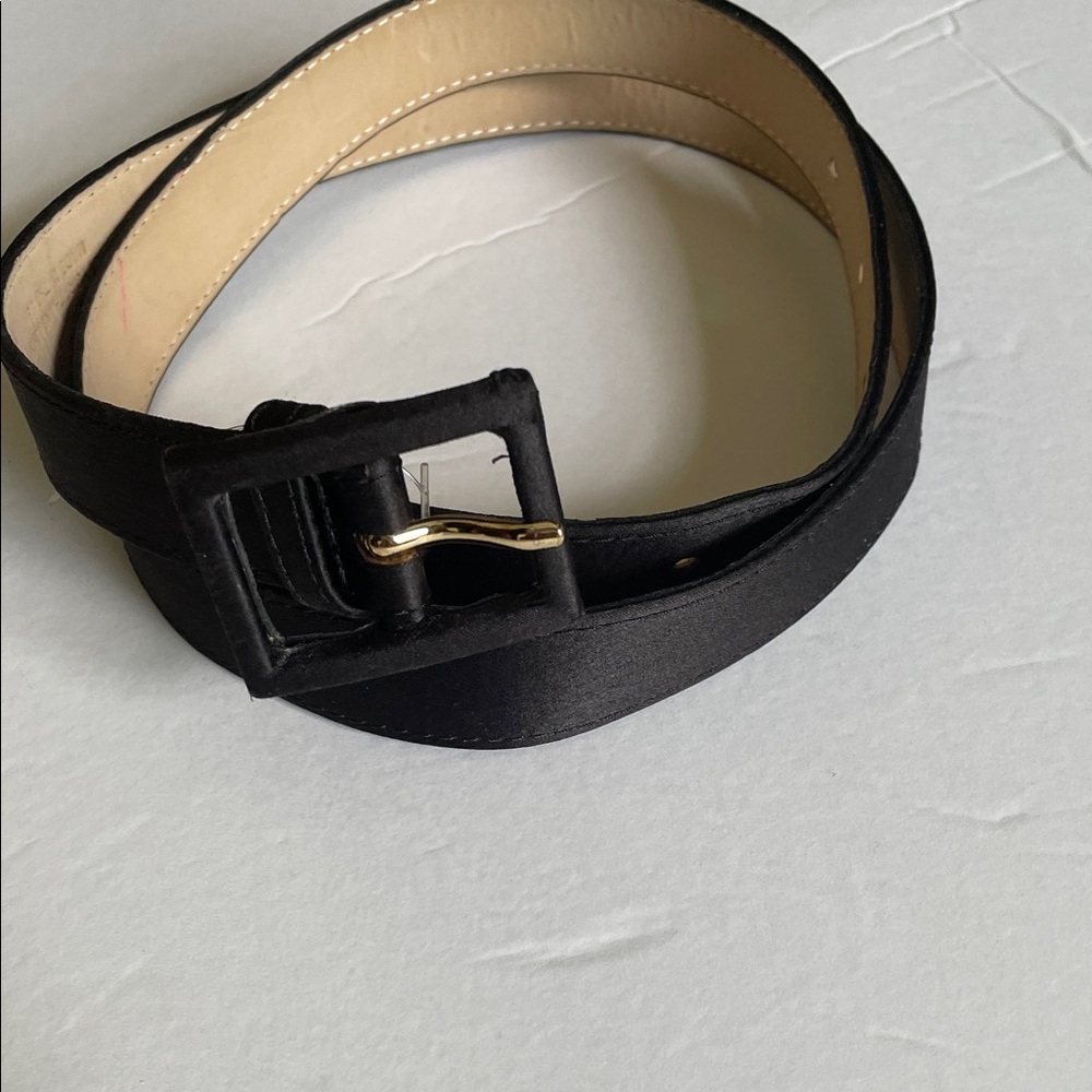 St. John Beige Leather Belt with Embossed Logo